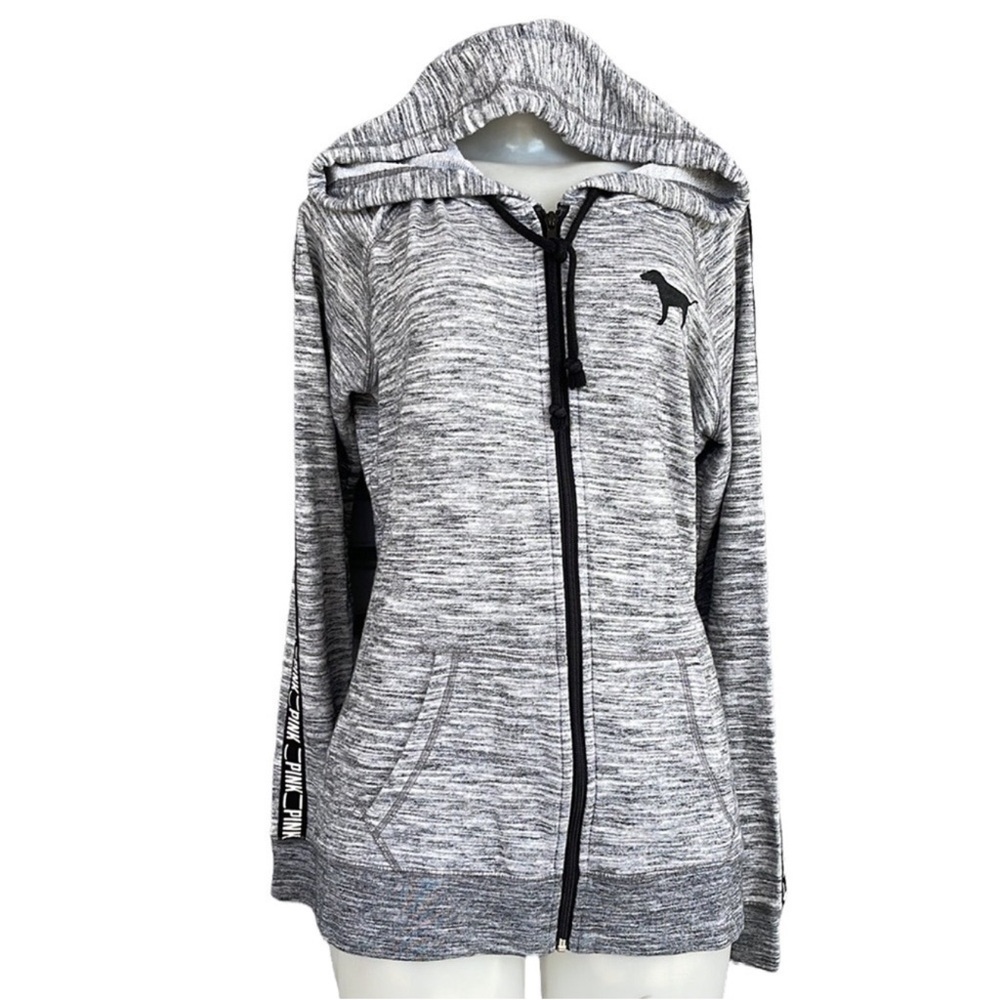 Victoria's Secret Black and Gray Zip-Up Hoodie Size M
